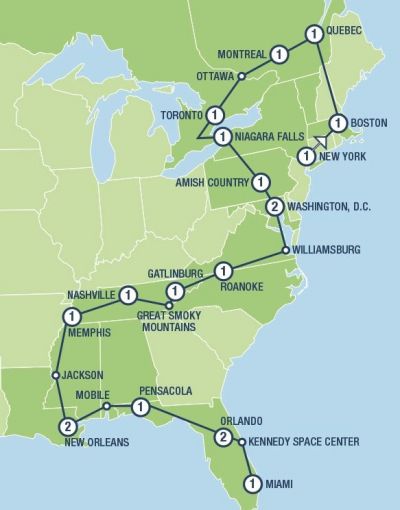 Map showing the Tour regions